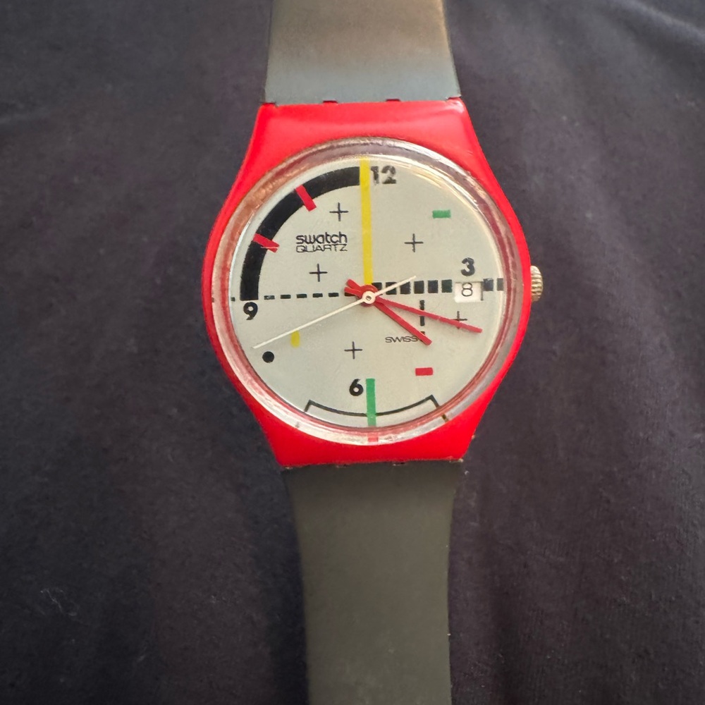 Swatch Compu-Tech Compu Tech Red and Black Watch 80’s